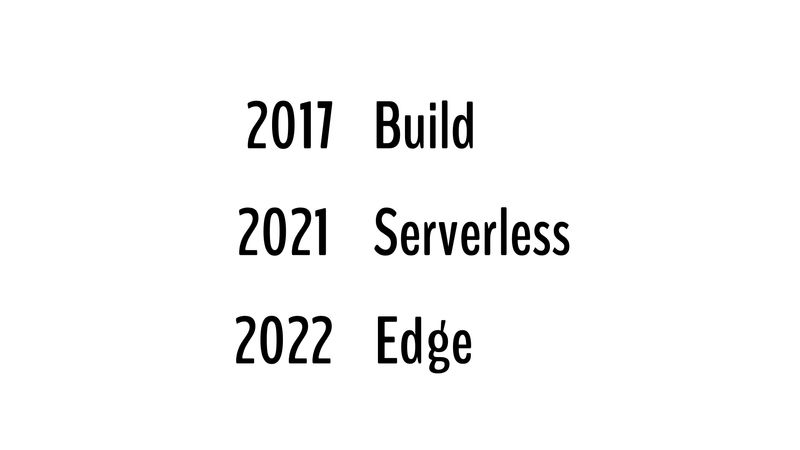 2017 Build, 2021 Serverless, 2022 Edge